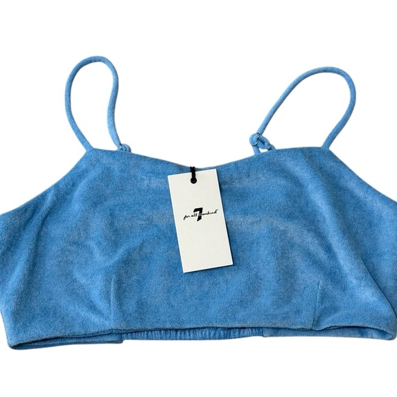 7 For All Mankind Other - 7 For All Mankind Light Blue Knit Top Swim CoverUp Bralet Terrycloth